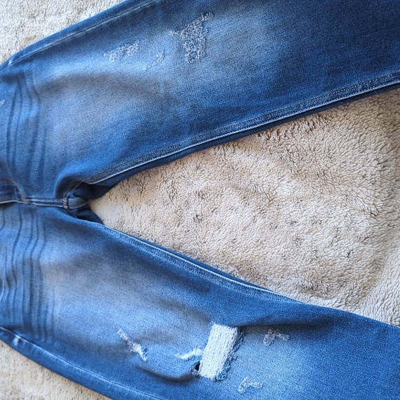 KanCan Medium Wash High Rise Distressed Double Button Skinny Blue Jeans Size 25 - Picture 4 of 5